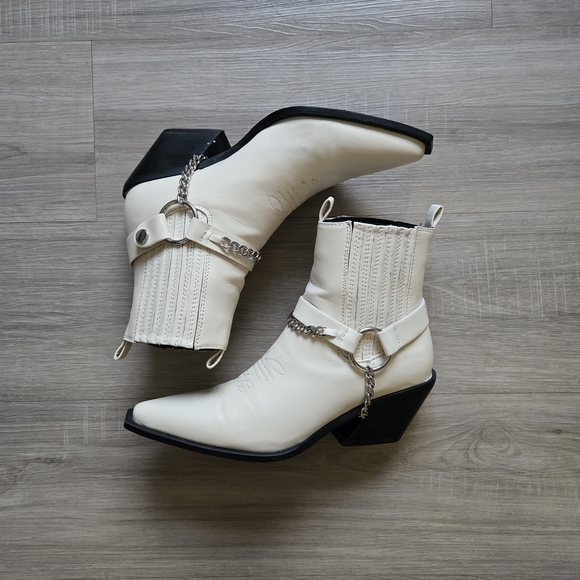 Ellison White Ankle Cowboy Boots - Picture 1 of 4